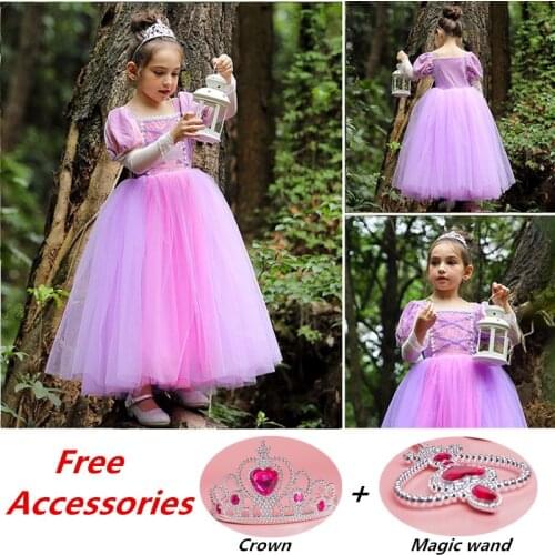 Princess Costume for Girl Fancy Childrens Dresses Up Halloween Cosplay Vestido Birthday Party Kids Clothes for 4 5 6 7 8 9 10Y