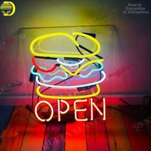 Neon Sign Light 10 Kv For Burger Open Hamburger Bud Beer Bar Iconic Sign Neon Acrylic Room Decor Aesthetic Neon Light Wall Lamps