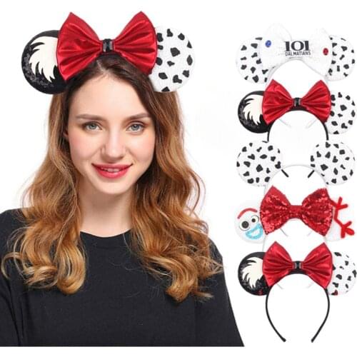 Latest Hair Bows Mouse Ears Headbands Candy Colored Sequined Bow Headband Holiday Party Girls Hair Band 2021 Hair Accessories