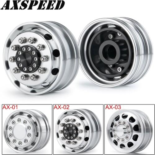 AXSPEED Tamiya Front Wheel Hub CNC Metal Wheel Rim 10 Spoke for 1/14 Tamiya Trailer Tractor Truck RC Crawler Car Parts