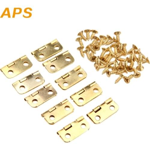 10Pcs Antique Bronze/Gold Cabinet Hinges Furniture Accessories Jewelry Boxes Small Hinge Furniture Fittings For Cabinets 16x18mm