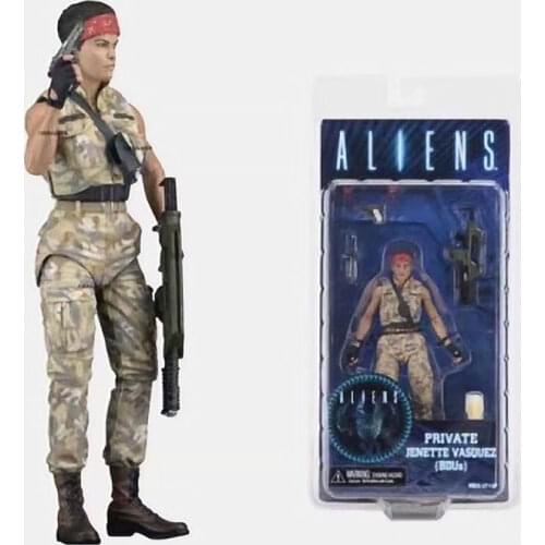 Genuine NECA Alien VS Predator Battle Damage headshot Alien Camouflage Female soldier Jenette Ripley Action Figure Model