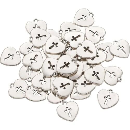 50pcs/100pcs/bag Tibetan Alloy Charms Heart Antique Silver Color Pendant for Jewelry Necklace Bracelet DIY Making Accessories