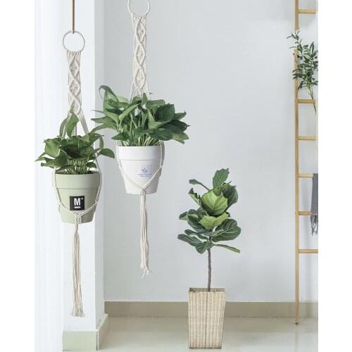 Hanging Baskets 100% Handmade Plant Holder Cotton Rope Indoor Outdoor Hanging Planter Basket for Wall Decoration