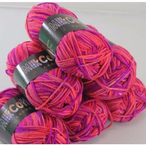 Sale 6ballsx50g Soft Cotton Baby Yarn New Hand-dyed Wool Socks Scarf Knitting yarn rose Red 2075-16-6