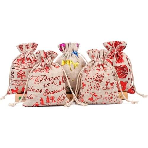 Christmas Candy Bag Canvas Gift Bags Santa Deer Elk Ride New Year Xmas Nevidad Best Gifts For Kids Event Party Decor