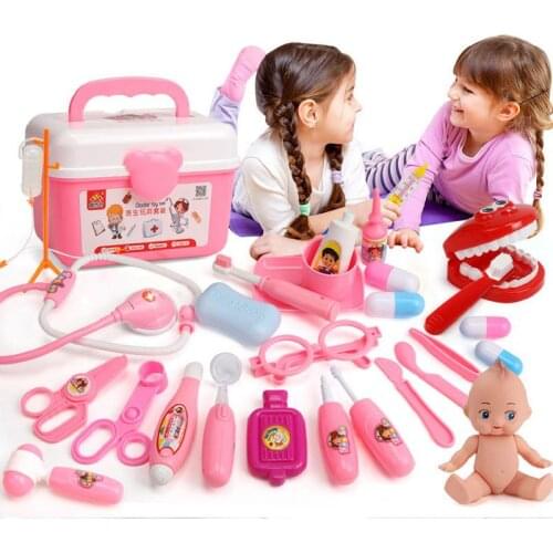 39 Piece Diy Acousto-optic Family Toy Children Doctor Naked Doll Toy Set Simulation Medical Tools Toolbox Kids Birthday Gift