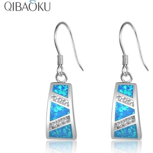 Sterling Silver 925 Earrings Blue Opal Natural Stone Jewelry Korean Version Zircon Long Hanging Fashion New Earrings