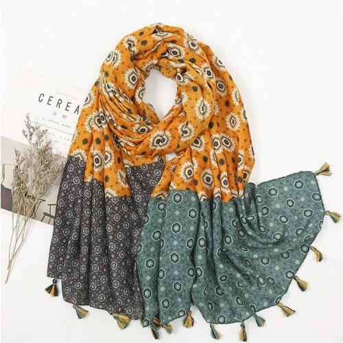 Fashion Women African Ethnic Floral Tassel Viscose Shawl Scarf Lady High Quality Wrap Pashmina Stole Bufandas Muslim Hijab Snood