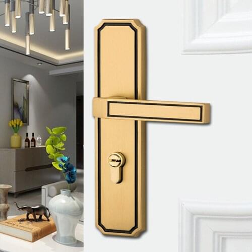 Modern Pure Copper Anti-theft Mechanical Door Locks Interior Bedroom Silent Handle Gate Lock Hotel Hardware Supplies