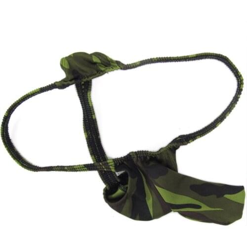 String Thong G4944 String Narrow waist Pouch and Sleeve Leopard Dots Camo