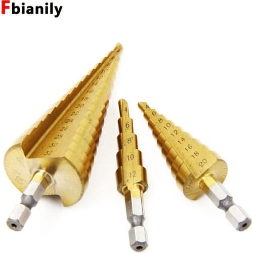 Hss step drill bit cone hole cutter Taper metric 4-32mm Step Cone Cutt Woodworking Wood Metal Drill Bit