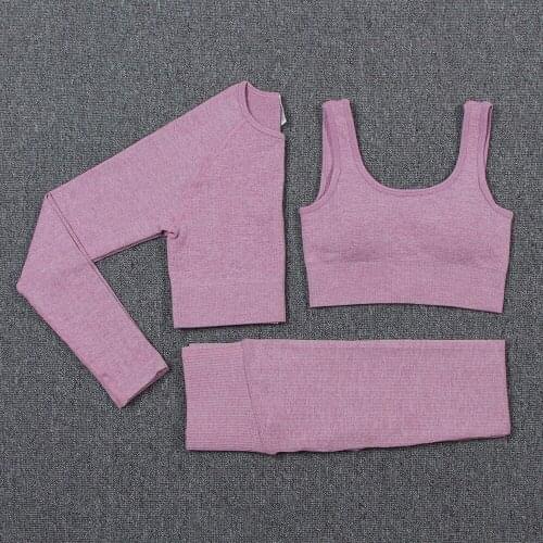 Gym Set Padded Sports Bra Seamless Fitness Clothing Yoga Set Long Sleeve Clothes Sport Suits High Waist Leggings Sports Suits