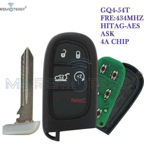 Remtekey smart key for Dodge chrysler Jeep cherokee 2014 2015 2016 2017 keyless entry GQ4-54T 5 button 433mhz car remote key