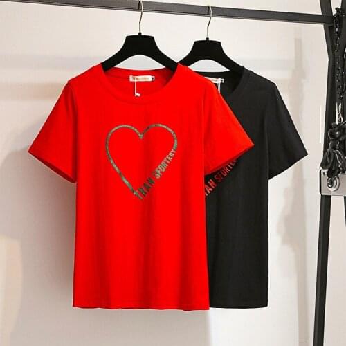 Fashion Plus size XXL-6XL Summer T-shirt Women Short sleeve Print Round neck Tees Casual Top Female Loose Cotton T-shirt Tops