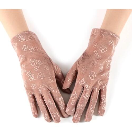 Flower Printed Driving Gloves Lady Etiquette Elastic Lace Gloves Summer Sunscreen Lace Wrist Gloves Colorful Protection Mittens