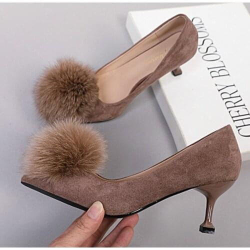 Four Seasons Solid Sexy Women Pumps Shoes Fashion Wine Glass Heels Shallow Pointed Toe Flock Casual Ladies Office Female Shoes