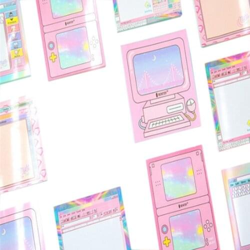 1pack/lot Kawaii Pink Memo Notepad Cartoon Computer Molding Paper Memo Stickers Stationery Message Label School Office Supplies