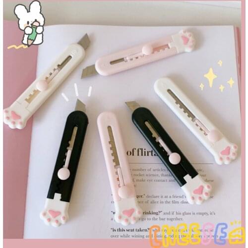 1 PCS Cute Girly Pink Cat Paw Alloy Mini Portalble Utility Knife Cutter Letter Envelope Opener Mail Knife School Office Supplies
