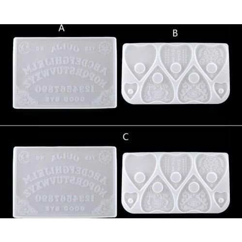 U90E 2Pcs Ouija- Board Planchette Resin Molds Gothic Ouija- Board Game Keychain Pendant Epoxy Silicone Molds Jewelry Making