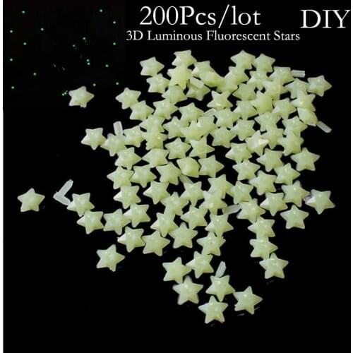 200 pcs/lot 3D Stars Luminous Fluorescent toys Bedroom Home Decor Color kids baby DIY Stickers