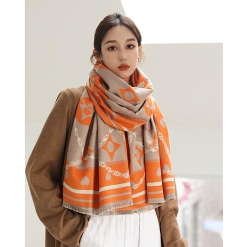 2021 Fashion Double-sided Imitation Cashmere Scarf Thick Blanket Women Scarves and Shawls Bufanda Pashmina Neckerchief Foulard