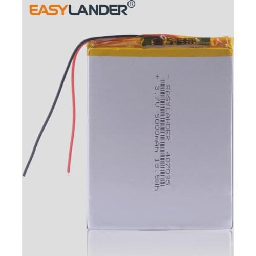 3pcs /Lot 3.7v lithium Li ion polymer rechargeable battery 407095 5000MAH For tablet pc 7 inch MP3 MP4 replace High capacity