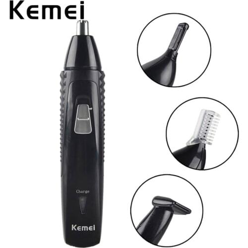Kemei Electric Nose Hair Trimmer 3 in 1 Rechargeable Women Face Care Shaving Machine for Nose & Ear DIY Mens Nose Hair Cutter