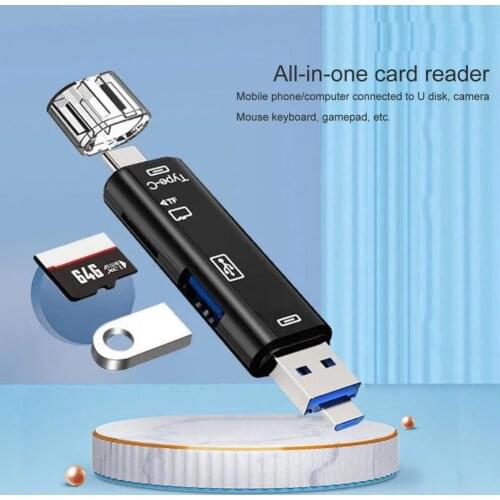 3 IN 1 Card Reader USB 2.0 High Speed Type-c Adapter Micro-SD/TF Card Reader Data Transmitter Memory Card Reader For PC Laptop