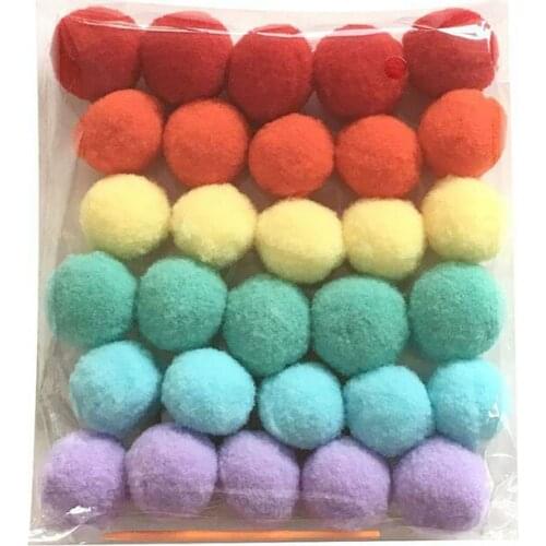 30pcs/pack Rainbow Handmade Wool Pompom Ball String Hanging Garland Decor Multi Color Decoration Accessories