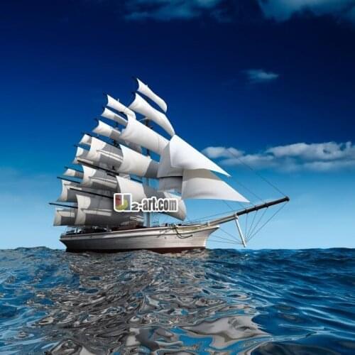 Free shipping Beautiful oil painting printed on canvas wall art Navigation Sailboat fine artwork for office decor fj (23)