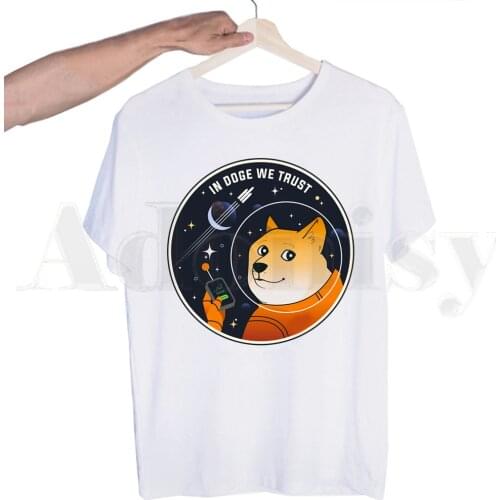 Bitcoin Cryptocurrency Art Dogecoin To The Moon T-shirt for Men Short Sleeve Men Tops T Shirt for Male White T Shirt Women Tees