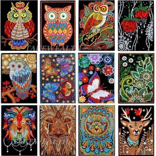 DIY Special Shaped Diamond Painting Notebook Diary Book 50 Pages A5 Notebook Embroidery Diamond Cross Stitch Owl butterfly gift