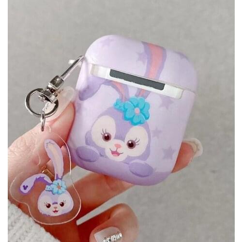 Cute Cartoon Rabbit Purple Wireless Silicone Earphone Shell Case for Airpods Pro Animal Pendant Charging Case for Airpods 12