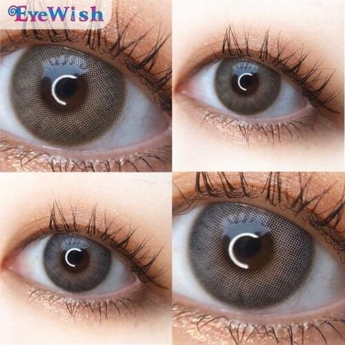 EYEWISH-2pcs/pair Beautiful Lense Brown Gray Colored Lenses for Eyes Contact Lenses Color Natural Pupil Yearly Use(Dia:14.2mm)