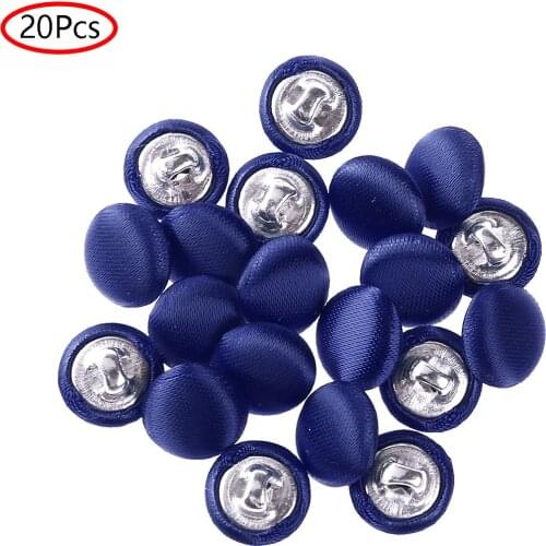 20Pc 10mm Smooth Satin Covered Buttons Metal Shank Botones DIY Wedding Gowns Shirts Suit Decorative Fasteners Sewing Accessories