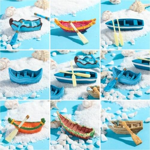 Artificial Small Boat And Paddle Small Ornament DIY Material Bryophyte Micro Landscape Meaty Plants Miniatures Figurine Garden