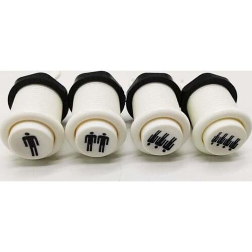 50pcs American style Button of 1& 2 &3&4 player push buttons white color button switch for arcade console cabinet JAMMA machine
