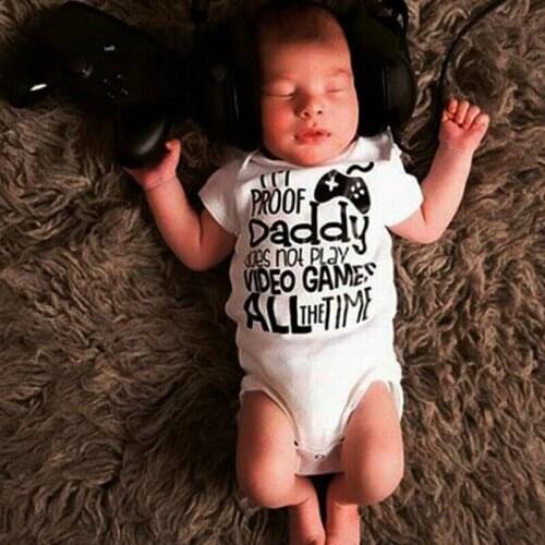 Newborn Toddler Infant Baby Boy Girl Romper Fathers Day Short Sleeve Romper Jumpsuit Sunsuit Summer Clothes 0-24M