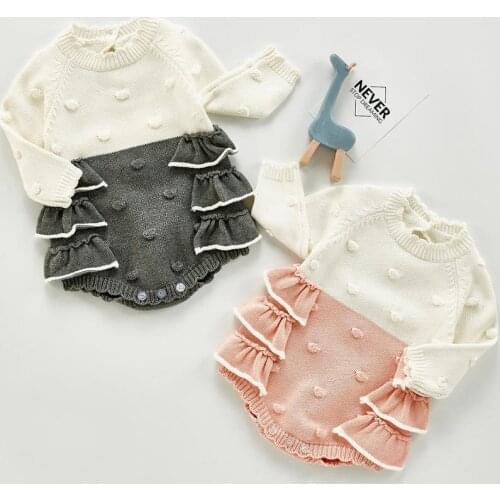 Baby Clothes Knitted Autumn Winter Newborn Baby Romper Ruffles Cotton Infant Boy Romper Toddler Sweater Kids Jumpsuit Overalls