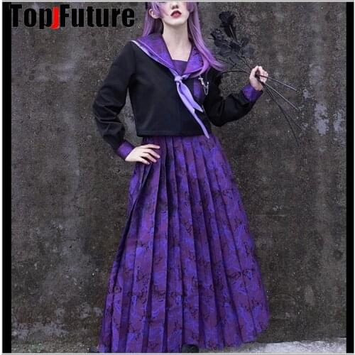 Gothic Lolita cosplay Japanese sailor suit Purple Butterfly missing event I dark purple bad JK uniform sailors suit long skirt
