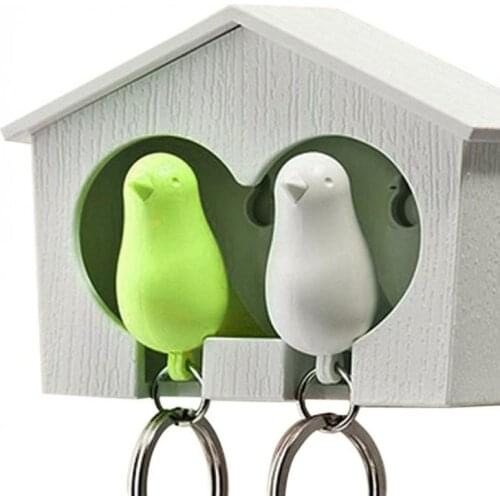 Hot Set 2 Bird Keychain + House Nest Whistle Key Holder Chain Ring Keyholder Keychain Keyring Hanger Rack