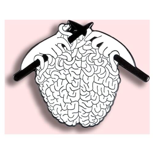 Knitted Brain Metal Enamel Brooch Fashion Creative Handmade Lovers Badge Pin Trendy Simple Lapel Backpack Jewelry Gift