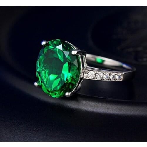 Fashionable luxury womens 925 sterling silver Emerald Ring Engagement Wedding Gift Ring Jewelry Wholesale