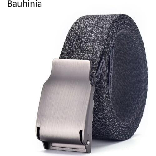 Bauhinia New 3.8cm Wide Mens Youth Casual Canvas Belt Zinc Alloy Buckle Outdoor High-quality Tactical Belt