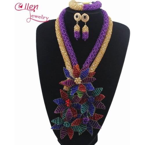 2019 African beads Jewelry Sets nigerian Wedding Crystal Beads Jewelry Sets Indian Bridal Jewelry Sets Free Shipping W12897
