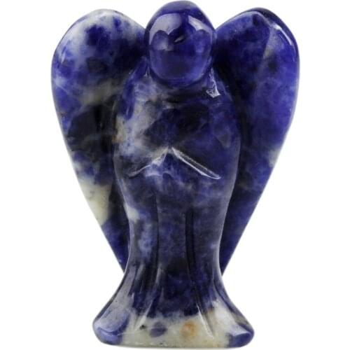 1Pcs1.5"And 2 Inch Natural Chakra Lapis Lazuli Stone Carved Crystal Reiki Healing Guardian Angel Wing Figurine