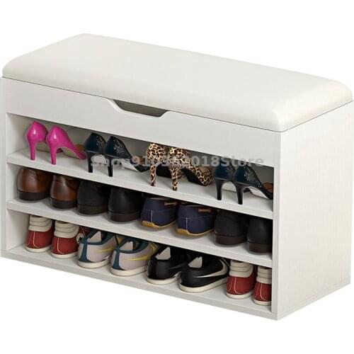 No Installation For Changing Shoes Stool At Home Door Storage Solid Wood Color Shoes Cabinet