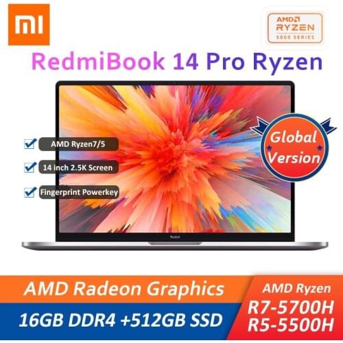 2021 Xiaomi RedmiBook 14 Pro Laptop 14 Inch AMD Ryzen 7 5700U/Ryzen 5 5500U 16GB DDR4 512GB SSD Windows 10 Notebook 2.5K Screen