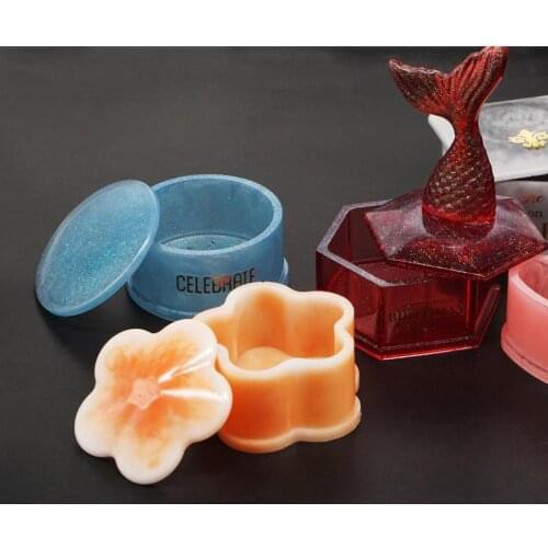 New Crystal Epoxy Storage Box Resin Mold Jewelry Making Heart Shape Cut Mold Bowknot Storage Box Silicone Mold Gift Box
